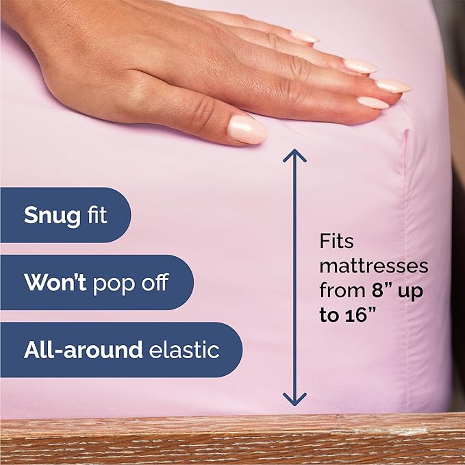 Queen Size 4 Piece Sheet Set - Comfy Breathable & Cooling Bed Sheets Set - Hotel Luxury Bedding for Women, Men, Kids, Teens, Boys & Girls - Deep Pockets, Soft and Wrinkle Free - Oeko-Tex - Light Pink