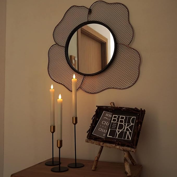 Homemory Real Wax LED Flameless Taper Candles with Timer, Dripless Fake Candlesticks with 3D Flickering Flame, 9.6 Inches White Window Candle for Fireplace Christmas Halloween