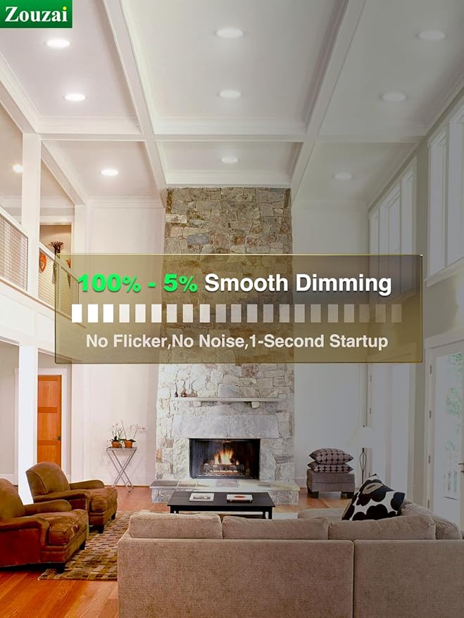 zouzai 20 Pack 6 Inch Ultra-Thin LED Recessed Ceiling Light with Junction Box 6000K Cool White Adjustable Dimmable Can-Killer Downlight - ETL and Energy Star Certified