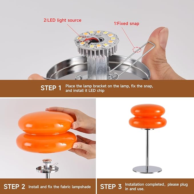 Bedroom Mushroom lamp, Medieval Modern Bedside Table lamp, dimmable Retro Egg Tart Headlight, Unique Home Mushroom Decoration Aesthetic Lovely Living Room Desk lamp (White)