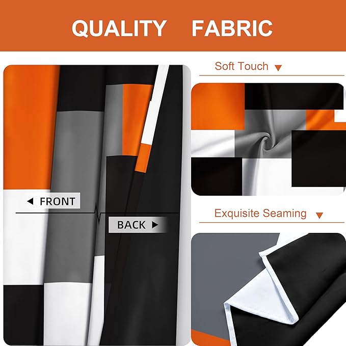 Orange 100% Blackout Curtains for Bedroom 96 inch Length 2 Panels Set White Grey Modern Abstract Geometric Black Out Curtains Insulated Room Darkening Window Drapes for Living Room, 42Wx96L