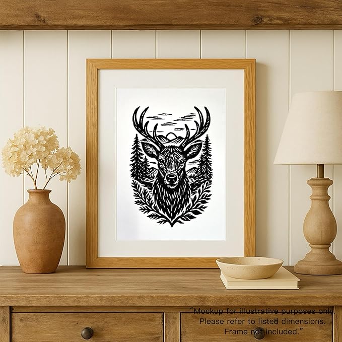 Caelumis Vintage Wall Art Decor Prints Black And White Pictures Posters For Farmhouse Living Bedroom Bathroom Room kitchen Handmade Unframed (Deer 12x16in)