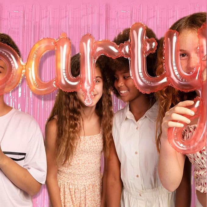 5 Pack Foil Curtain Pink Backdrop Streamers Metallic Tinsel Fringe Curtains Photo Booth Props for Birthday Wedding Engagement Bachelorette Christmas Holiday Celebration Party Decorations