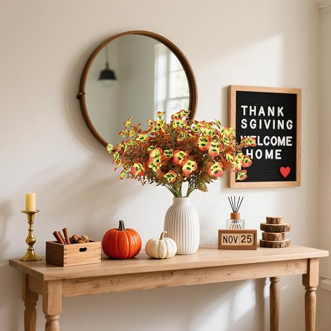 Artificial Fall Flowers for Decoration Fake Flowers Outdoor Artificial Plants, 20 Bundles Faux Mums Autumn Plastic Flower UV Resistant for Porch Patio Home Yard Garden Window Box Pot Planters