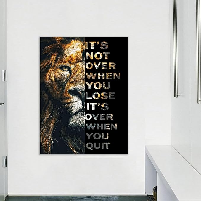 Animal Motivational Posters Lion Picture Entrepreneur Art Quotes Canvas Poster Print Painting Artwork for Home Office Pictures Big Inspirational Wall Decor Framed Ready to Hang [30''W x 40''H]