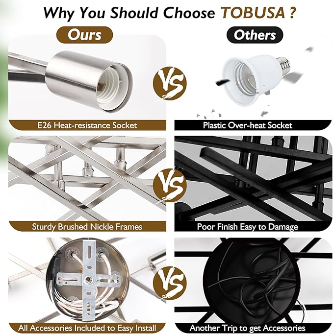 TOBUSA 6-Light Silver Semi Flush Mount Ceiling Light Fixture, Modern Industrial Brushed Nickle Sputnik Ceiling Light, E26 Close to Ceiling Light for Kitchen Bedroom Dining Room Living Room Hallway