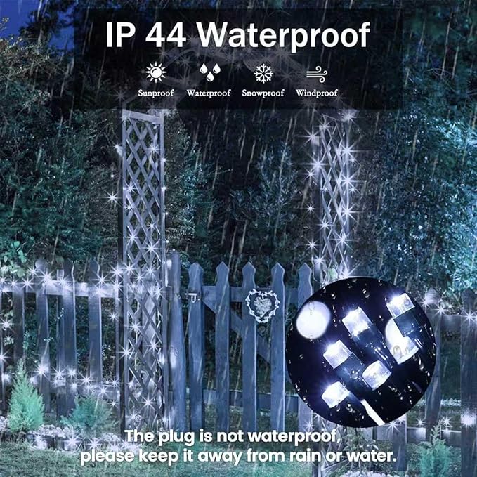 Upgraded 165FT 500 LED Christmas Outdoor Decoration Lights & Indoor, Memory Function & Timer & 8 Modes, Green Wire Waterproof String Lights for Christmas Tree Holiday Party Garden Decor (Cool White)