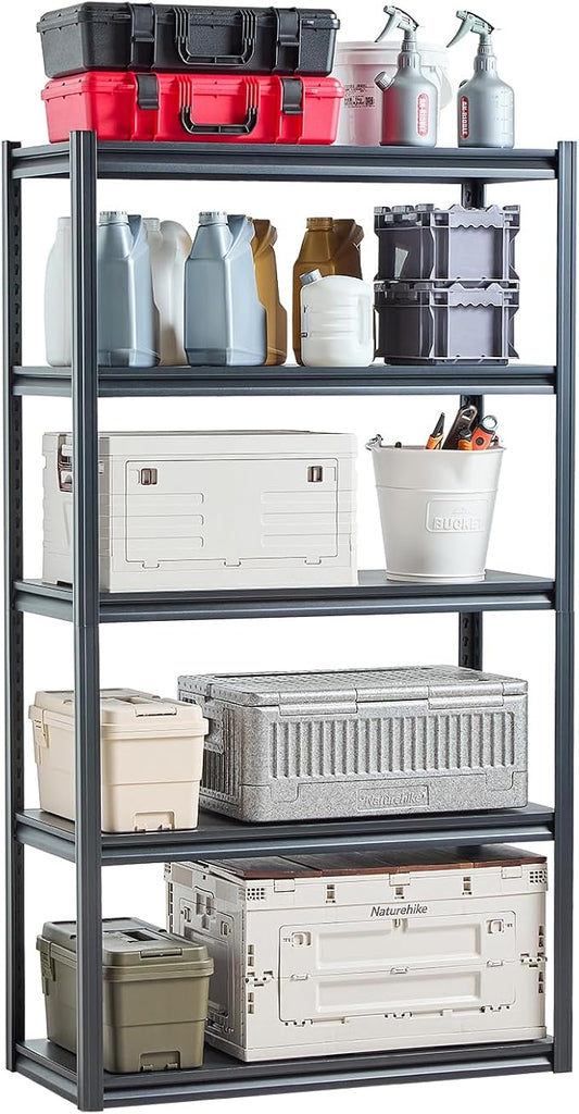 VEVOR Storage Shelves, 2000 lbs, 5 Tier Garage Storage Shelving, 18" D x 40" W x 72" H Adjustable Metal Shelves for Garage Shelves Utility Rack Shelf, Ideal for Kitchen, Warehouse, Basement, Black