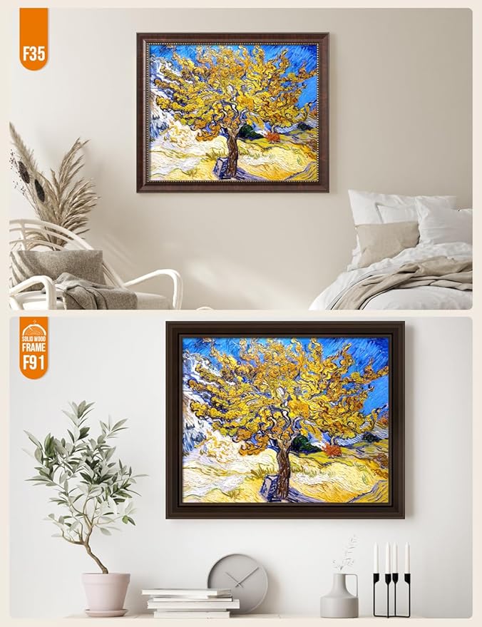 DECORARTS - The Mulberry Tree - Vincent Van Gogh Giclee Prints w/Antique Brown Frame for Wall Decor. Picture Size: 20x16, Total Size w/Frame: 23x19