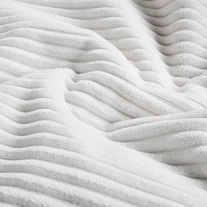 Fancy Homi 4 Packs Pure White Decorative Throw Pillow Covers 16x16 Inch for Living Room Couch Bed, Rustic Farmhouse Boho Home Decor, Soft Cross Patchwork Corduroy Textured Square Cushion Case 40x40 cm