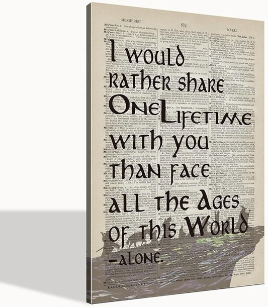 LOTR Poster, Gift for LOTR Decor, LOTR Gifts, I Would Rather Share One Lifetime - Arwen, Inspirational Wall Art, LOTR Canvas Prints Poster Wall Decor, Canvas Wall Art for Home Decor, 24x16