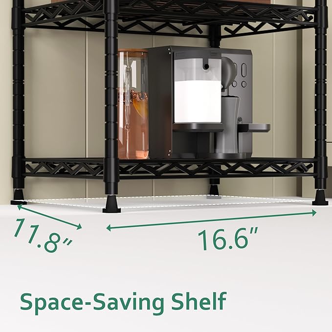 GIOTORENT 6-Tier Storage Shelves Standing Shelving Metal Units, Adjustable Height Wire Shelf Display Rack for Pantry Laundry Bathroom Kitchen 16.6” x 11.8” x 63”, Black