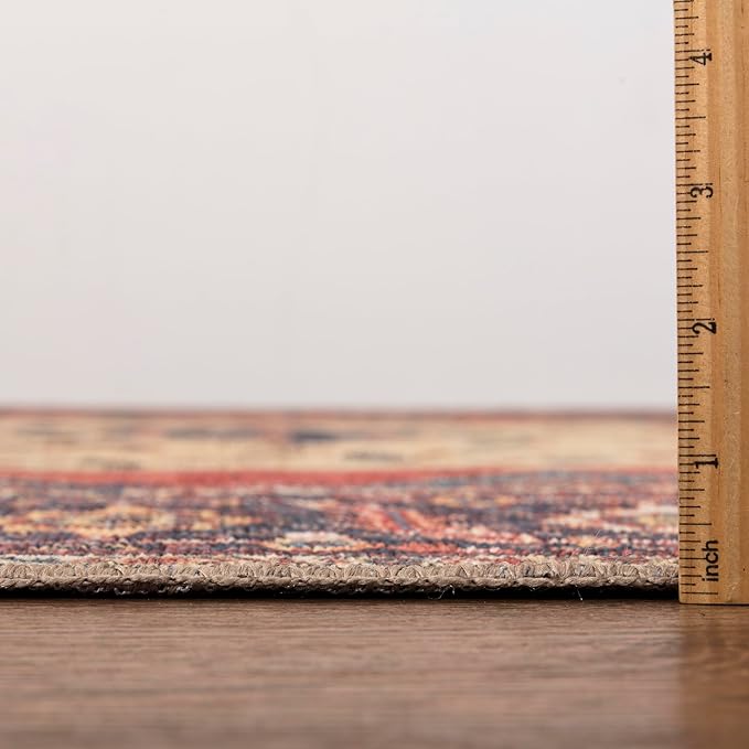 Keen Home Design 5x7 Rug - Machine Washable Area Rug with Non-Slip Backing, Ideal for Living Room, Dining Room, Bedroom - Vintage, Easy Clean, Durable, Low Pile Rug - (5' x 7')