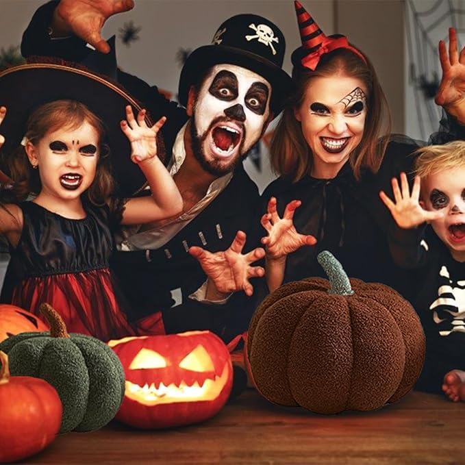 YRXRUS Pumpkin Pillows, Halloween Pumpkin Throw Pillows, Off White Shaped Pillow for Fall Room Decor Gifts, Teddy Fleece Cute 6x12 Inches Halloween Pillow, Accent Fall Pillows