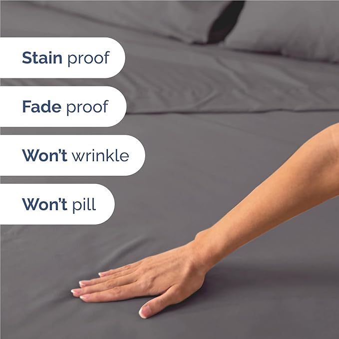 Full Size 4 Piece Sheet Set - Comfy Breathable & Cooling Bed Sheets Set - Hotel Luxury Bedding for Women, Men, Kids, Teens, Boys & Girls - Deep Pockets, Ultra-Soft, Wrinkle Free - Oeko-Tex - Dark Grey