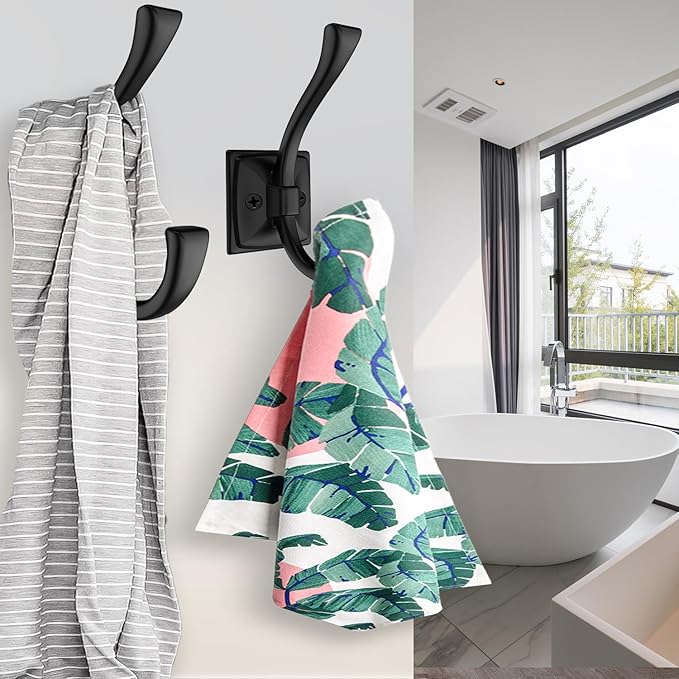 8 Pack Antique Black Coat Hooks for Wall Hanging Hat, Key, Bag, Robe, Towel, Mudroom Entrance Bathroom Door Decorative Heavy Duty Hats Hook