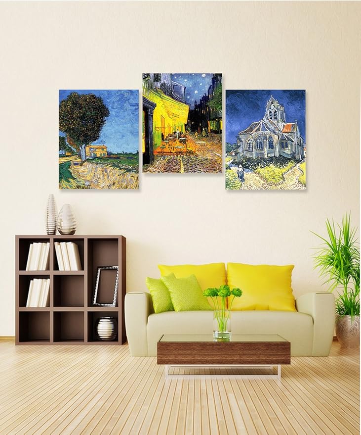 DECORARTS - Triptych (Van Gogh Famous Art Series), Vincent Classic Art Reproduction. Giclee Canvas Prints Wall Art for Home Decor 30x24, 3pcs/set
