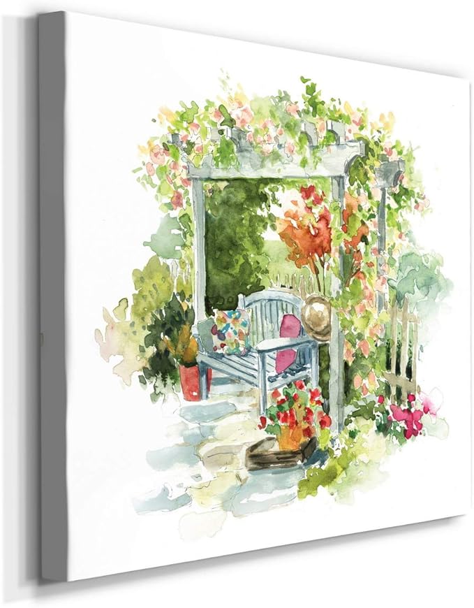 Wexford Home Square Premium Gallery Wrapped Canvas Flower Multicolor Wall Art Abstract Floral Romance Modern Pictures Print for Home Office, Ready to Hang, 16x16