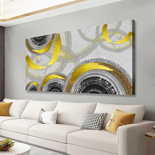 Yellow Abstract Smart Line Pictures Canvas Wall Art for Living room Bedroom Wall Decor,Smart Line Wall Art Print Paitnings for home Decor,Morden Artwork Full of Imagination Line Drawing Canvas Art Waterproof Stretched Ready to Hang-28x57inches
