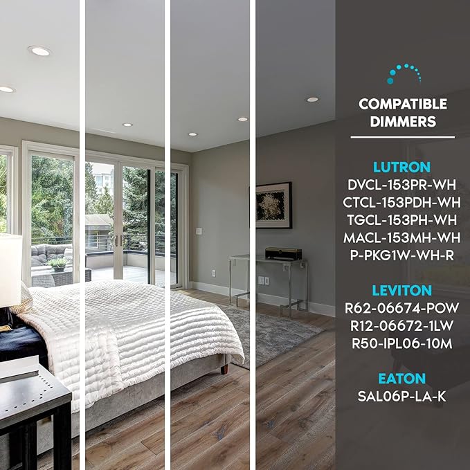 LUXRITE 6 Inch Ultra Thin LED Recessed Light with J-Box, 15W, 5 Color Selectable 2700K-5000K, 1400 Lumens, Dimmable LED Wafer Lights, High Output, Wet Rated, IC Rated, Energy Star (4 Pack)