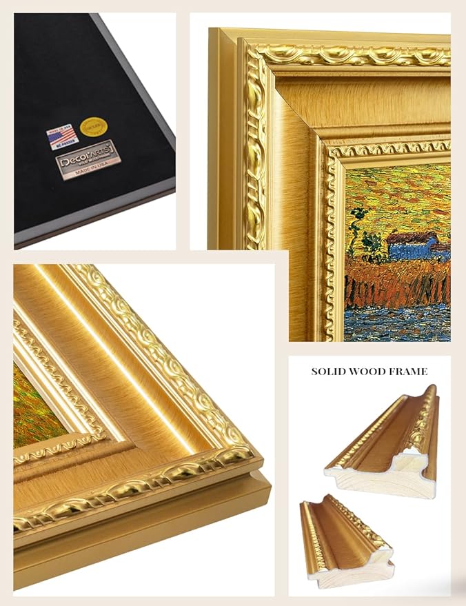 DECORARTS - Vincent van Gogh's The Sower. Museum-Quality Giclee Print on Cotton Canvas, Gold Solid Wood Frame, Framed Size: 34.75x28.75 in, Made in USA