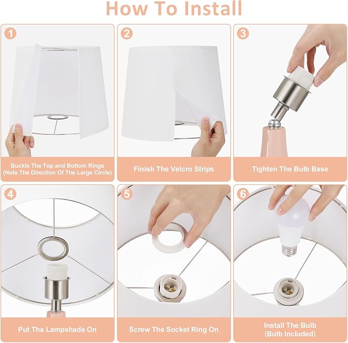 Seealle Modern Pink Table Lamps Set of 2 - Bedroom Lamps for Nightstand,19.4" Bedside Pink Lamp for Girls Room Living Room with Rocker Swtich