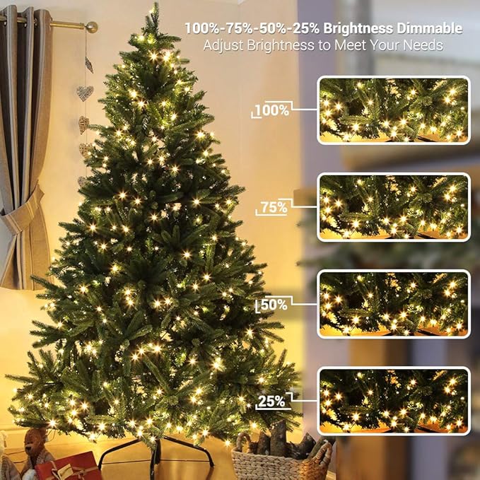 Brizled Christmas Tree Lights, 2 Pack 65.67ft 200 LED Color Changing Christmas String Lights with Remote, 11 Modes Warm White & Multicolor Xmas Light Connectable Light String for Xmas Tree Home Party