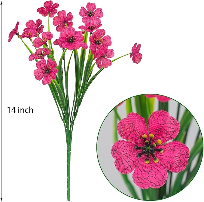 21 Bundles Outdoor Artificial Flowers UV Resistant Fake Silk Flowers No Fade Faux Plastic Plants Garden Porch Window Box Decoration(Rose Red)