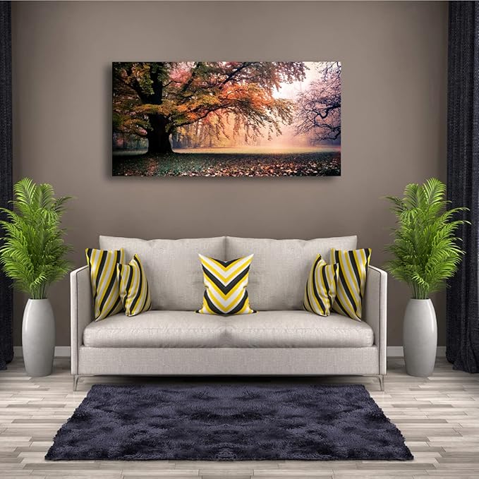 Tree of Life Wall Art Canvas Prints Natural Landscape Picture Home Decor Colorful Forest Paintings for Living Room Bathroom Bedroom Kitchen Decorations 24x48 Wooden Frames Artwork Easy Hanging