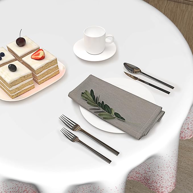 Rose Gold Tablecloth Round 60 Inch Vinyl Spring White Table Cloth Waterproof Fabric Tablecloths Decorative for Holiday Home Party Wedding Picnic