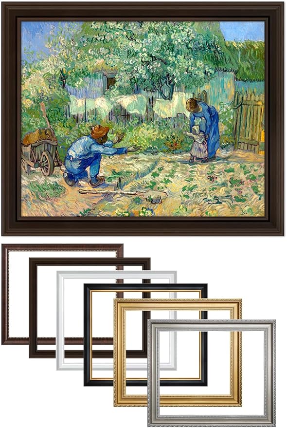 DECORARTS - First Steps - Vincent Van Gogh Giclee Prints w/Antique Brown Frame for Wall Decor. Picture Size: 20x16, Total Size w/Frame: 23x19