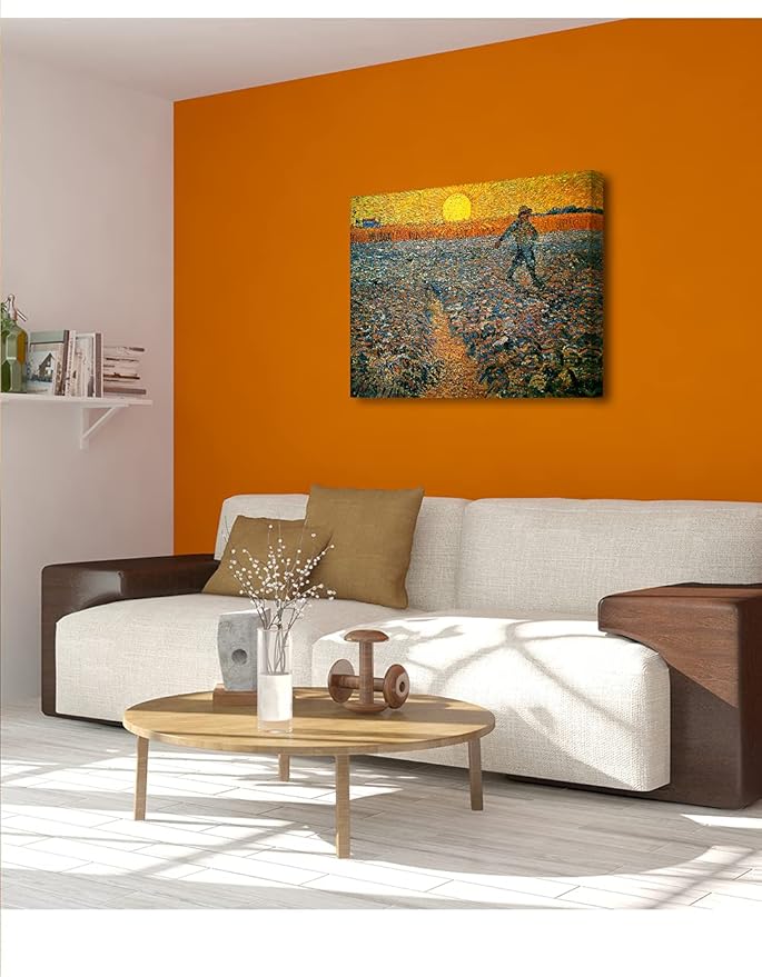 DECORARTS - The Sower, Vincent Van Gogh Art Reproduction. Giclee Canvas Prints Wall Art for Home Decor 30x24