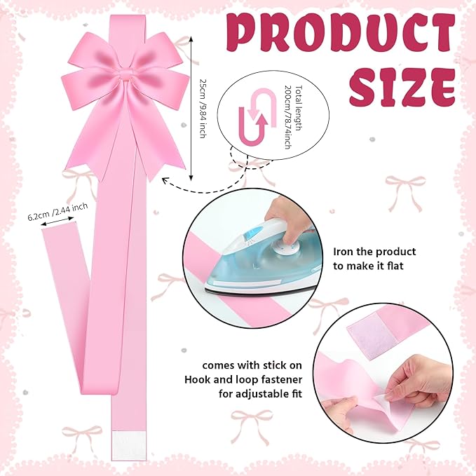 WILLBOND 6 Pieces Pink Christmas Cabinet Ribbons Bows Large Pink Bow Christmas Door Kitchen Cabinet Ribbon Bows Locker for Xmas Holidays Party Decorations Supplies