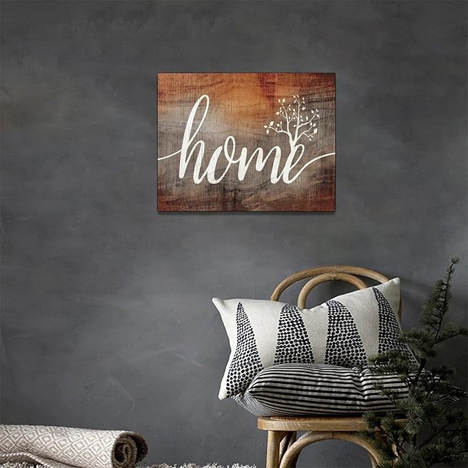 Rustic Home Quotes Canvas Painting Print - Modern Family Decor Artwork - Framed for Living Room, Bathroom, Master Bedroom, Dining Room - 16"x12"
