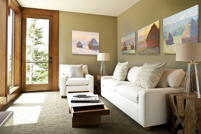 DECORARTS - Haystacks Series Series(Quadruple), Claude Monet Art Reproduction. Giclee Canvas Prints Wall Art for Home Decor 24x30, 4pcs/set