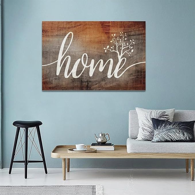 Large Farmhouse Home Wall Art Home Word Sign Pictures Wall Decor Rustic Home Quotes Canvas Painting Print Modern Family Decor Artwork Framed for Living Room Bathroom Master Bedroom Dining room 24"x16"