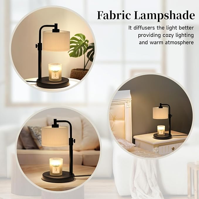 Candle Warmer Lamp with Timer, Candle Wax Warmer Adjustable Height Candle Lamp Warmer for Jar Candles, House Warming Gifts Home Decor Gifts for Women (Black-Upgrade)