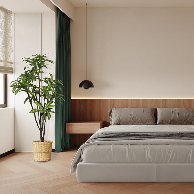 Faux Dracaena Tree 6.5ft(78in) Artificial Floor Plant for Indoor Decor Realistic Potted Tree with Texture Lifelike Leaves and Natural Wood Trunk for Home Living Room,Office Perfect Housewarming Gift