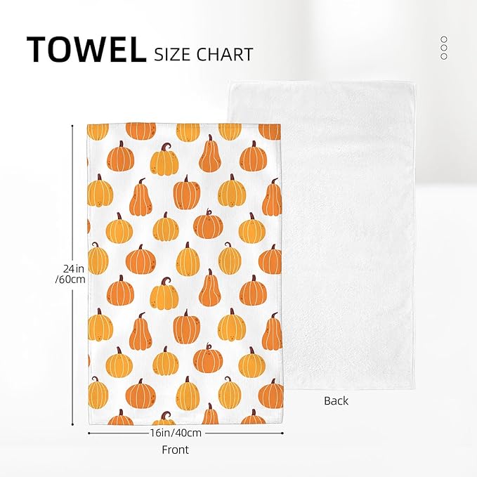 Fall Kitchen Towels 16x24 Inch Burnt Orange Yellow Pumpkin Decor Dish Towels Autumn Harvest Thanksgiving Seasonal Decoration Hand Towel Absorbent Dish Cloths for Home Kitchen Dining Set of 2