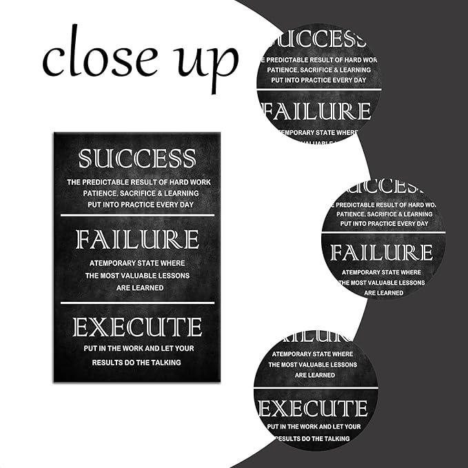 Inspirational Quote Canvas Wall Art Motivational Motto Painting Inspiring Entrepreneur Posters Prints Success Picture Artwork Decor Framed for Home Classroom Office Ready to Hang [24''W x 36''H]