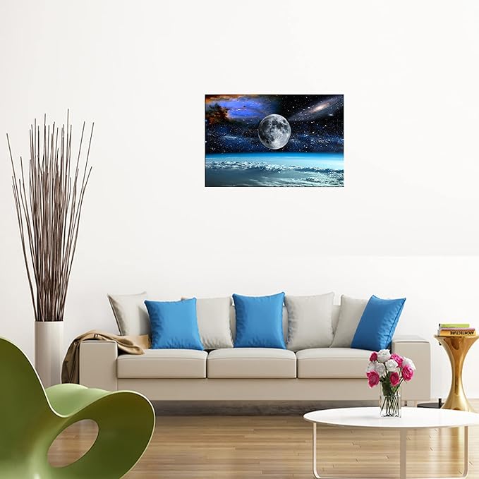 XXM WallArt FC2569 Space View From Earth Canvas Wall Art Landscape Modern Decor Abstract for Living Room, Bedroom, Kitchen, Home and Office
