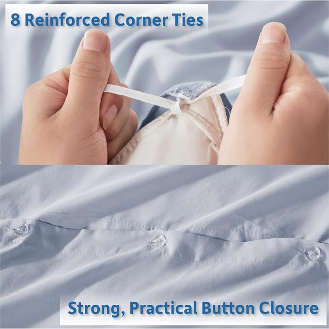 Nestl Ice Blue Duvet Cover King Size - Soft Double Brushed King Duvet Cover Set, 3 Piece, with Button Closure, 1 Duvet Cover 104x90 inches and 2 Pillow Shams