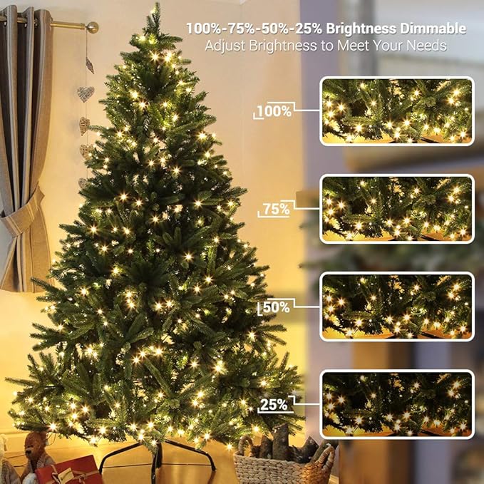 Brizled Color Changing Christmas Lights, 65.67ft 200 LED 11-Function Warm White & Cool White LED Lights String, Dimmable 29V Safe Adapter Christmas Tree Lights with Remote for Xmas Tree Party Decor