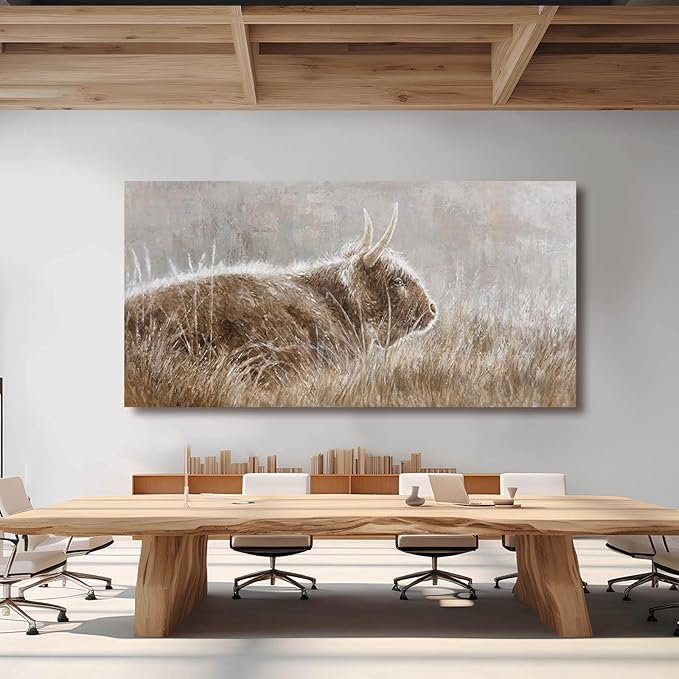 VAYIMDH Country Pictures Wall Decor Cow Canvas Wall Art Contemporary Wall Picture 29"x58" Large Artwork for Living Room Office Decorations