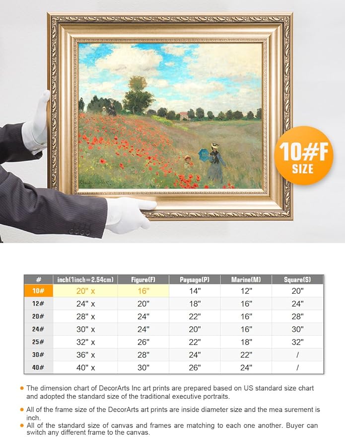 DECORARTS - Poppies at Argenteuil, 1873, Claude Monet Art Reproduction. Giclee Print& Museum Quality Framed Art for Wall Decor.Framed size: 26x22''