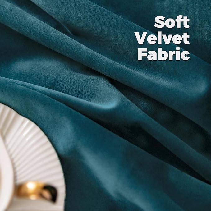 BGment Teal Velvet Curtains 72 Inch Length for Bedroom, Elegant Blackout Thermal Insulated Room Darkening Super Soft Curtains with Back Tab and Rod Pocket for Living Room, 2 Panels, 52 x 72 Inch