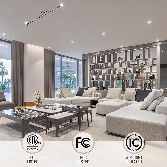 TORCHSTAR Basic Series 12-Pack 4 Inch Ultra-Thin LED Recessed Lighting with Junction Box, CRI90, Aluminum, 4000K Cool White, 5%-100% Dimmable Slim Recessed Downlight, 9W 810LM, ETL and Energy Star