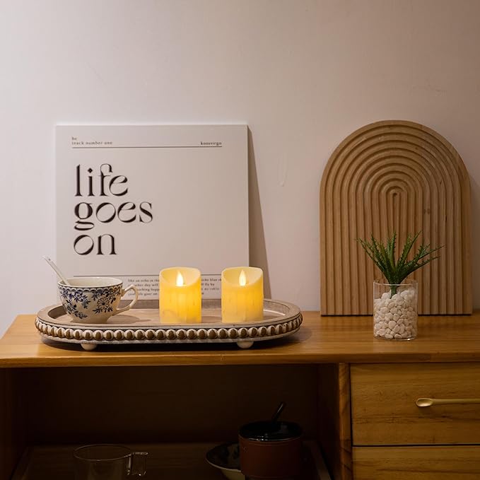 HPC Decor 15in Oval Tray for Home Decor - Brown Wood Beaded Tray - Decorative Serving Tray,Rustic Farmhouse Wooden Trays for Vintage Centerpiece,Kitchen Counter,Living Room Decor,Coffee Table Decor.