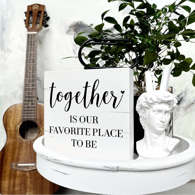 Home Decor Sign, Together is Our Favorite Place To Be Sign, Box Sign Tabletop Decor, White Wooden Box Sign, Family Decor, Bedroom Decor, Living Room Decor, Dining Room Decor, Gift for Her