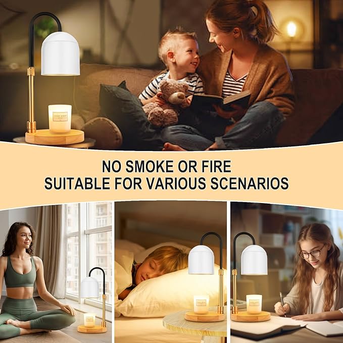 Candle Warmer Lamp with Timer & Dimmer, Adjustable Height Electric Candle Warmer with 3 Bulbs,Compatible with All Size Scented Candles, Wax Melt Warmer for Bedroom,Home Decor House Warming Gifts